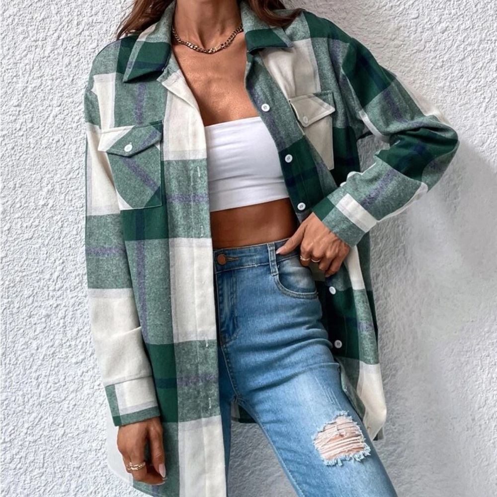 Shein | Plaid Pocket Drop Shoulder Shirt